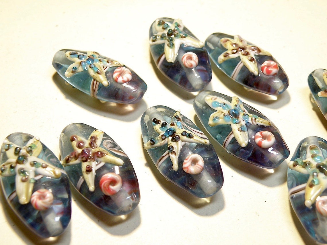 CHOOSE COLOR: One 1 Capri Blue and Purple Flat Oval Lampwork - Etsy