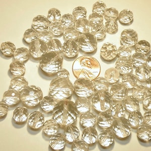 DESTASH - 3.83 Ounces Vintage Faceted Clear Round Glass Beads ---  Lot 3Z - 4