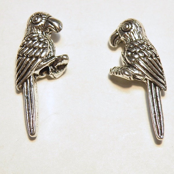 NEW ITEM  --- Six (6) Pewter Silver Parrot Bird Spacer Beads