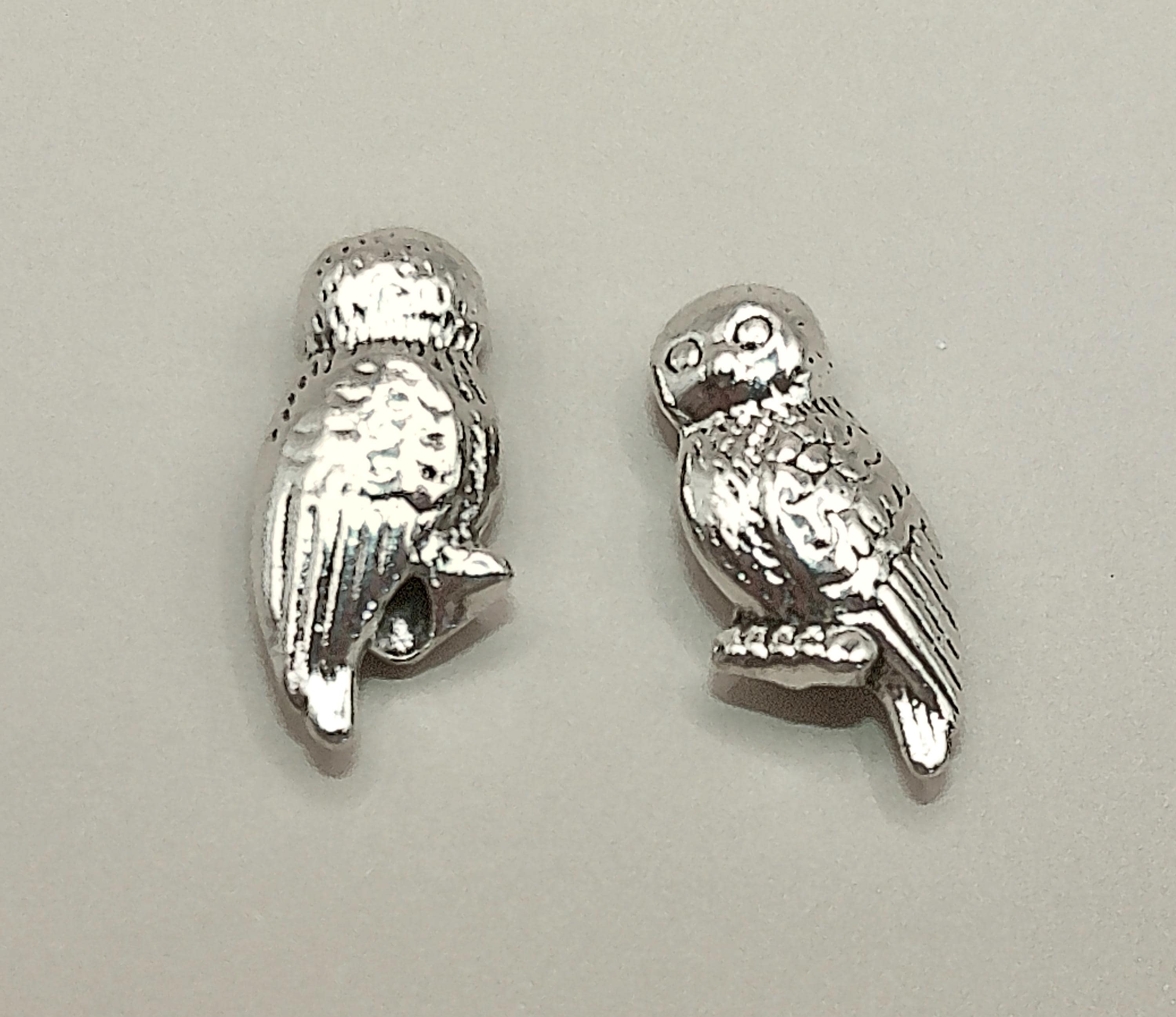 Six (6) Realistic Owl Pewter Spacer Beads