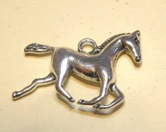 Two (2) Pewter Galloping Running Horse Charms