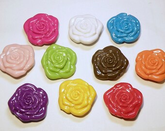 DESTASH -- Choose Color -- Two (2) or Three (3) Jumbo Acrylic Rose Flower Beads -- Lot 4A