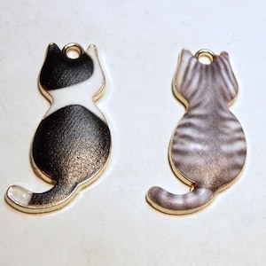NEW Colors --  Choose Design -- One Pair of Goldtone Standing Cat Charms -- LOT UU