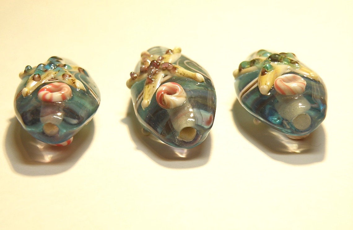 CHOOSE COLOR: One 1 Capri Blue and Purple Flat Oval Lampwork - Etsy