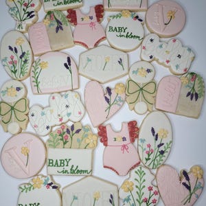 Baby in bloom baby shower cookies, floral cookies
