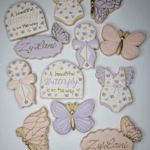 Butterfly baby shower cookies, butterfly birthday cookies