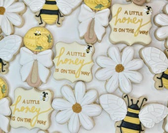 Bee baby shower cookies, a little honey is on the way