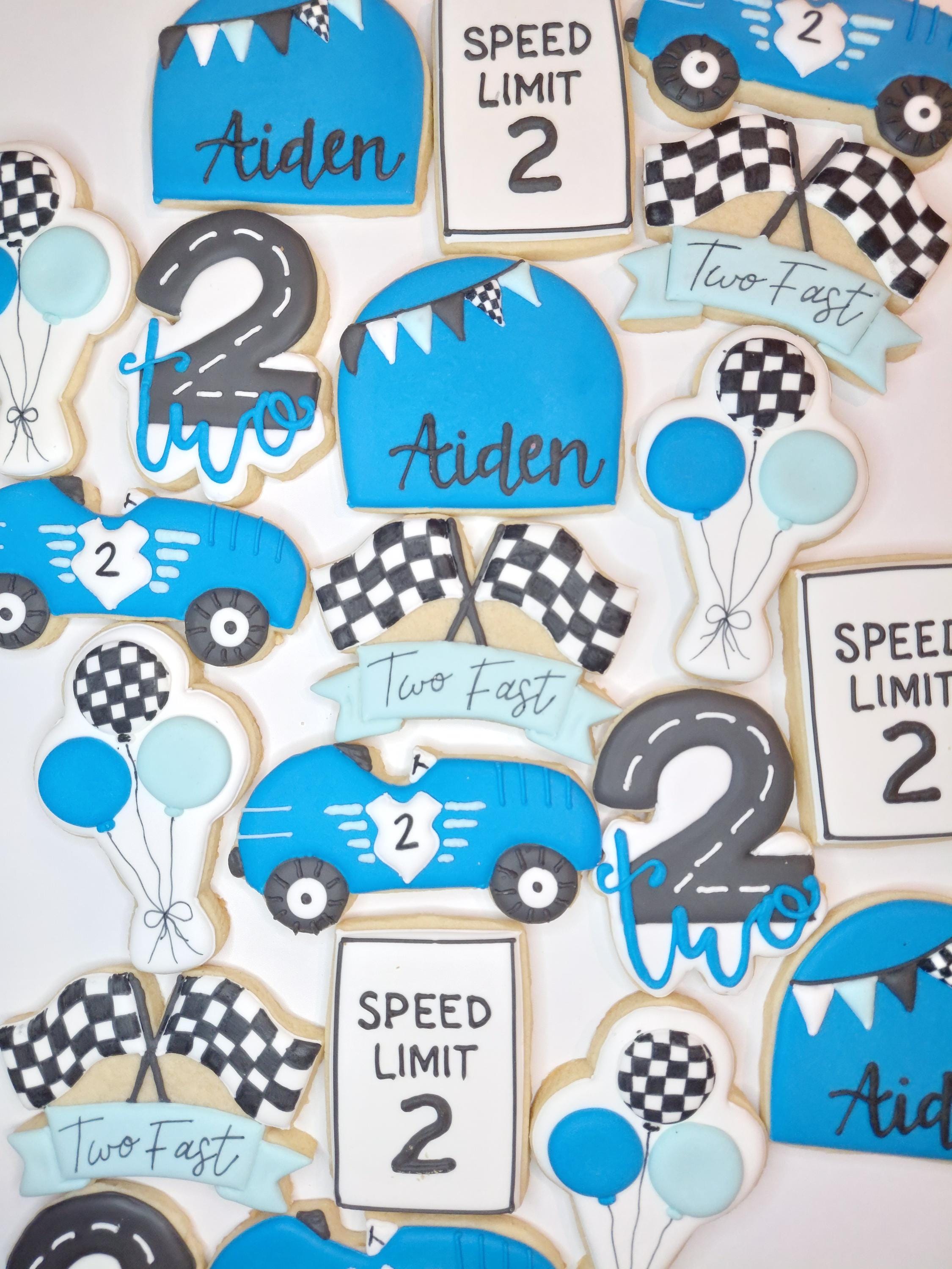 Fast Track Cookies Racecar Birthday Cookies, Two Fast, Fast One, First Lap Around the ...