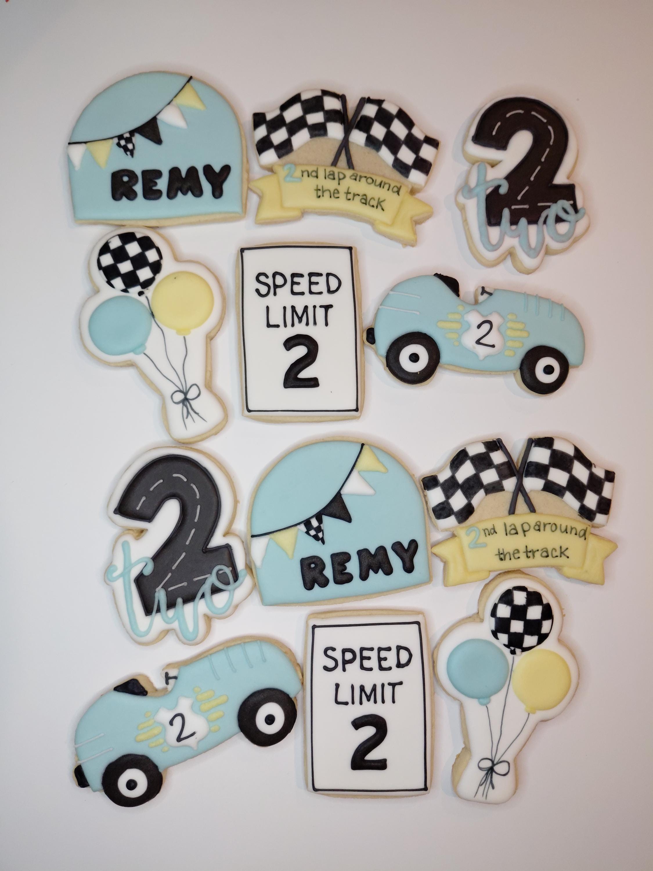 Fast Track Cookies Racecar Birthday Cookies, Two Fast, Fast One, First Lap Around the ...