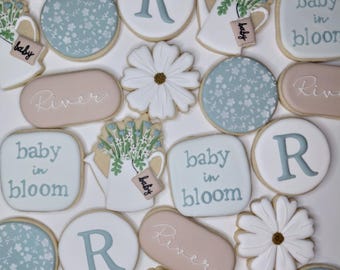 Baby in Bloom cookies, baby shower cookies