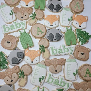 Woodland baby shower cookies