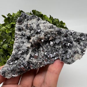 ブルガリア、マダン、ボリエヴァ鉱山産の見事な方鉛鉱入りクォーツ、天然、コレクション用鉱物標本、室内装飾用石、クラスター、比喩的な水晶