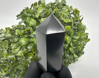 Shungite Stone Tower (5cm): EMF Neutralizer, Crystal Decor