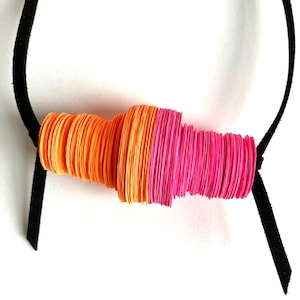 Paper necklace - orange & pink