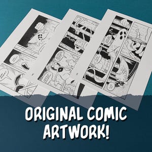 Pages originales de bande dessinée - Pandémie de Blop et le pigeon, dessins à l'encre A4