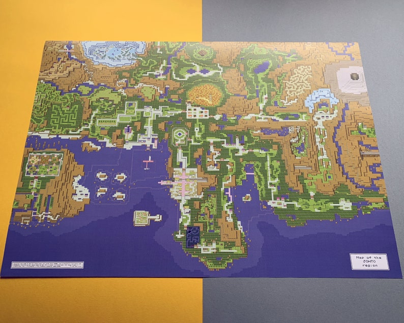 POKEMON MEGA MAP: Johto and Kanto Extended Gold/Silver era overworld map A2 double-sided poster image 2
