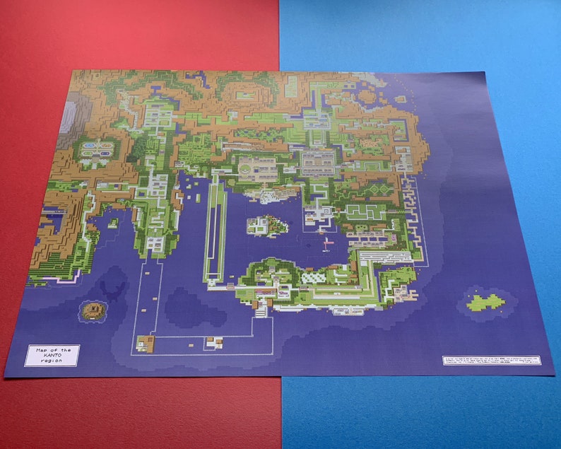 POKEMON MEGA MAP: Johto and Kanto Extended Gold/Silver era overworld map A2 double-sided poster image 3