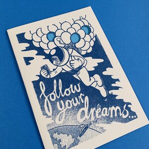 Biglietto di auguri Spaceman "Follow Your Dreams" – A5, busta inclusa.