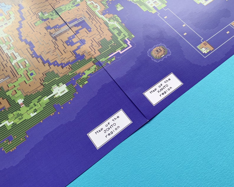POKEMON MEGA MAP: Johto and Kanto Extended Gold/Silver era overworld map A2 double-sided poster image 5