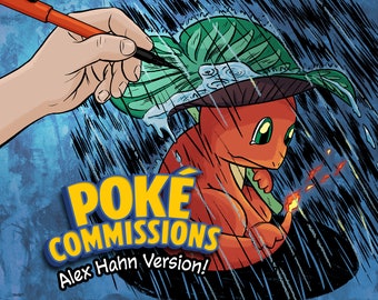 POKEMON COMMISSIONS! Custom artwork of your favourite Pokémon (or Poke-fusions!) drawn by Alex Hahn.