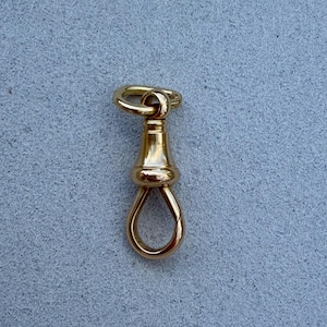 Antique 18K yellow gold watch chain swiveling dog clip clasp pendant holder