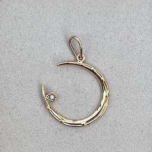 Vintage 14K yellow gold diamond lucky horseshoe large pin conversion pendant