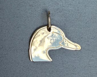 Vintage 14K yellow gold duck goose head pendant
