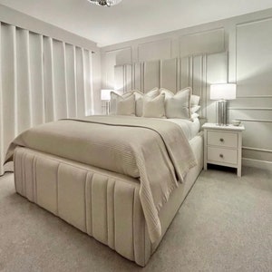 Freya Custom Bed Frame and Headboard, Upholstered Handmade Bed frame, Modern Bed Frame, Queen/King/California King/Full Platform Bedframe