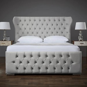 Tranquility Tides Custom Bed Frame and Headboard, Upholstered Bed frame, Modern Bed Frame, Tufted Queen/King/Full/Twin Platform Bedframe