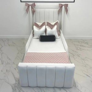 Sorelle Kids Modern bed frame, Custom Bed frame and Headboard, Upholstered Bedframe, Kids Bed frame, Small single/Twin Bed frame