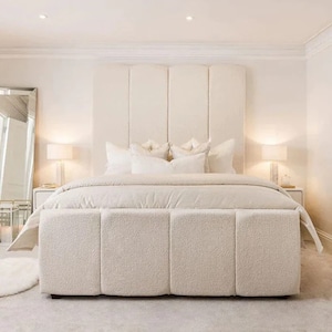 Cascade Wall panel headboard, Custom Upholstered Bed Frame, Modern Bed Frame, Queen/King/California King/Twin/Full Platform Bedframe