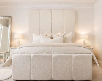 Cascade Wall panel headboard, Custom Upholstered Bed Frame, Modern Bed Frame, Queen/King/California King/Twin/Full Platform Bedframe