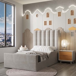 Prestige Modern bed frame, Custom Bed for Kids, Children Bed frame, Upholstered Bedframe, Kids Bed frame, Small single/Twin Bed frame