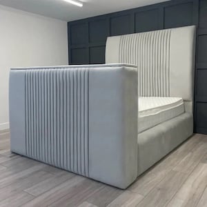 Chicago TV Bed Frame and Headboard, Handmade Upholstered bedframe, Modern Bed Frame, Queen/King/California King/Twin/Full Platform Bedframe