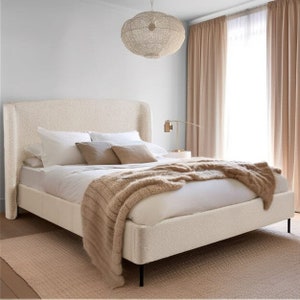 Hartland Custom Bed Frame and Headboard, Upholstered Handmade Bed frame, Modern Bed Frame, Queen/King/California King/Full Platform Bedframe