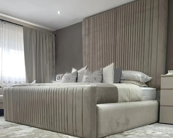 Miami Wall Headboard Upholstered Panels, Custom Upholstered Bedframe, Modern Bed frame, Queen/King/California King/Twin/Full Bed frame
