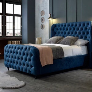 Vienna Custom Bed frames and Headboard, Modern bed frame, Upholstered Bedframe, Tufted Bed frame Queen/King/California King/Full Bed frame