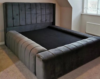 Duke Bed, Handmade Platform Bed Frame, Modern Upholstered Bed Frames with Headboard, Queen/king Bedframe and Headboard