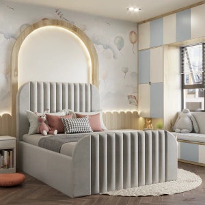 Little Sander Kids Bed, Twin Toddler Bed Frame, Custom Bed for Kid, Children Bed frame, Upholstered bed, Kids Bed frame,Single/Twin Bedframe
