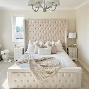 Lavish Luxury Custom Upholstered Bed frame with headboard, Tufted Headboard, Modern Bed frame, Queen/King/California King/Twin/Full Bedframe
