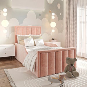 Mulan Kids Bed, Modern bed frame, Custom Bed frame and Headboard, Upholstered Bedframe, Kids Bed frame, Small single/Twin Bed frame