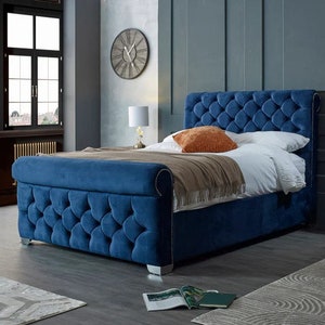Barber Custom Bed frames and Headboard, Modern bed frame, Upholstered Bedframe, Tufted Bed frame Queen/King/California King/Full Bed frame