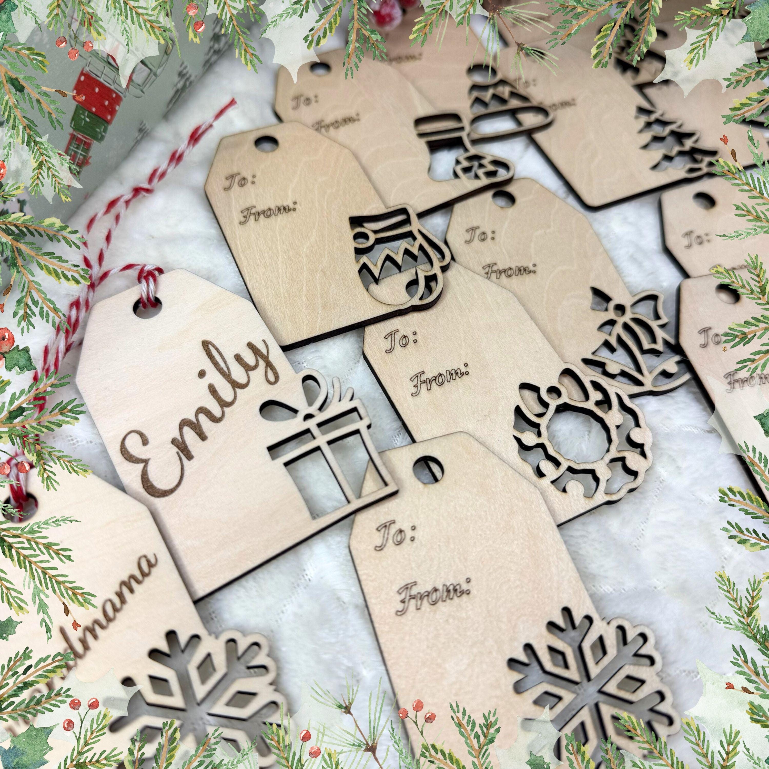 Personalized Gift Tags Custom Name Tag Natural Wood Engraved Christmas ...