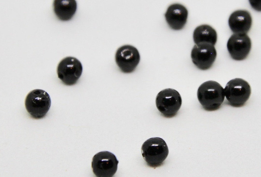 BLACK EYES 4mm Black Bead With Hole. 24 Sets of Eyes Etsy