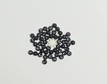 BLACK EYES (4mm) black bead with hole. - 24 sets of eyes (total of 48 each)