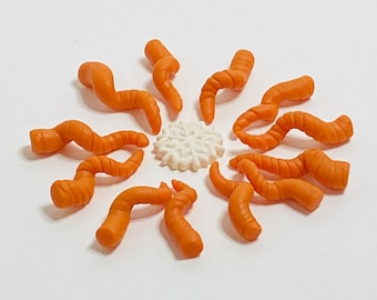 SNOWMAN NOSES Crocked  (SMO1CRKD)- about 1&quot; long, flat bottom (qty of 12 ea) - ORANGE