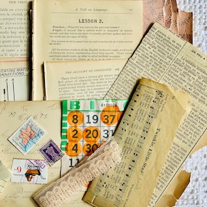 Junk Journaling / Mixed Media packet full of variety of pieces:  40+ pcs