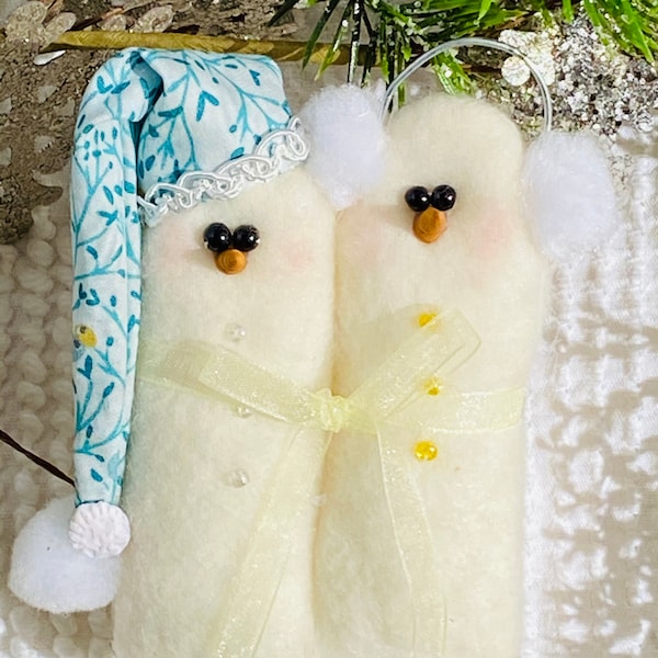 Patrón de costura para adorno de muñeco de nieve Twin Pops (descarga digital)