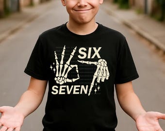 6 7 Meme Sweatshirt, Funny Skeleton Hands Tee, Halloween Couples Shirt, Trendy Shirt, Six Seven T-shirt, 67 Couples Tee