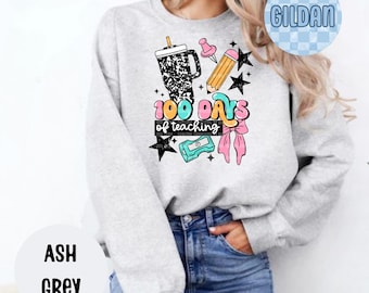 100 Days of School Shirt, Cute Teacher 100th Day Sweatshirt, Colorful Classroom Sweatshirt